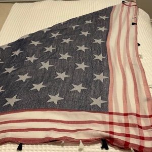 Extra large patriotic scarf with tassels